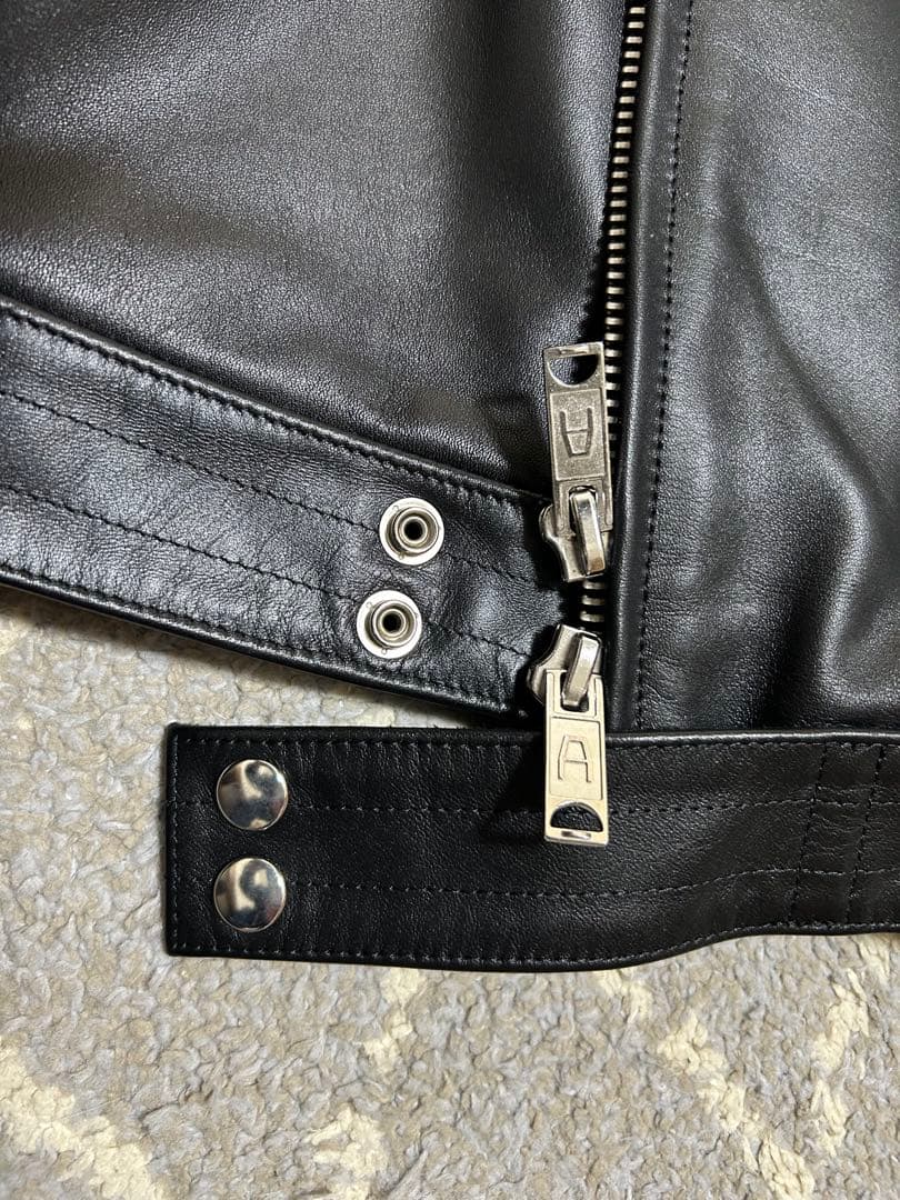 666 本革 ダブルライダースジャケット 40 ブラック サイクロンタイプ