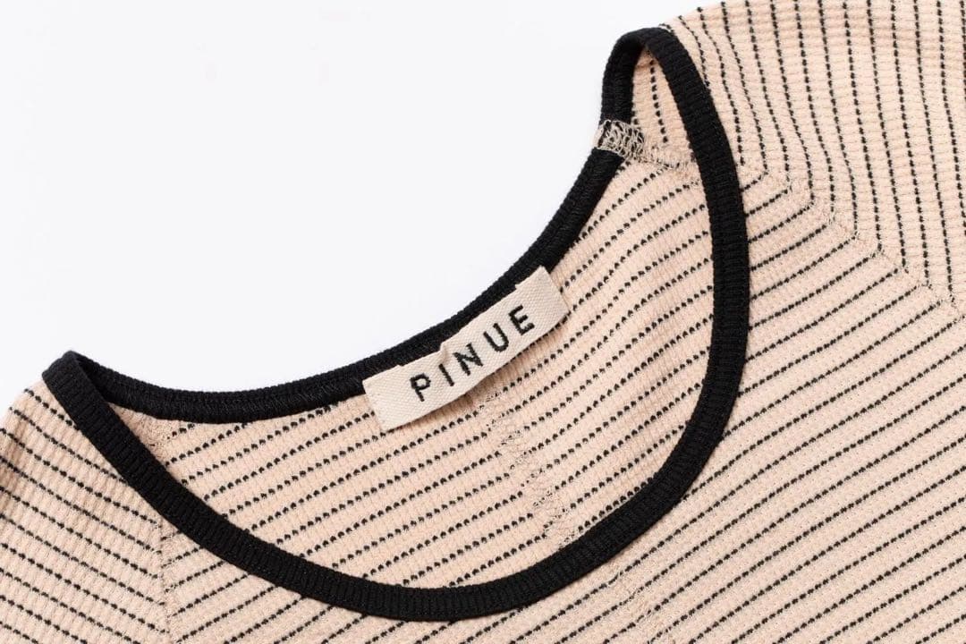 PINUE ピヌエ ボーダーサーマルワンピース アイボリー M