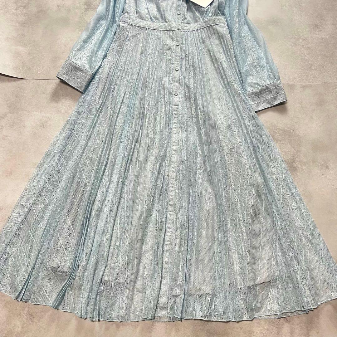新品タグ付き✨セルフォード ワンピース レース 水色 36 S 長袖 近年モデル