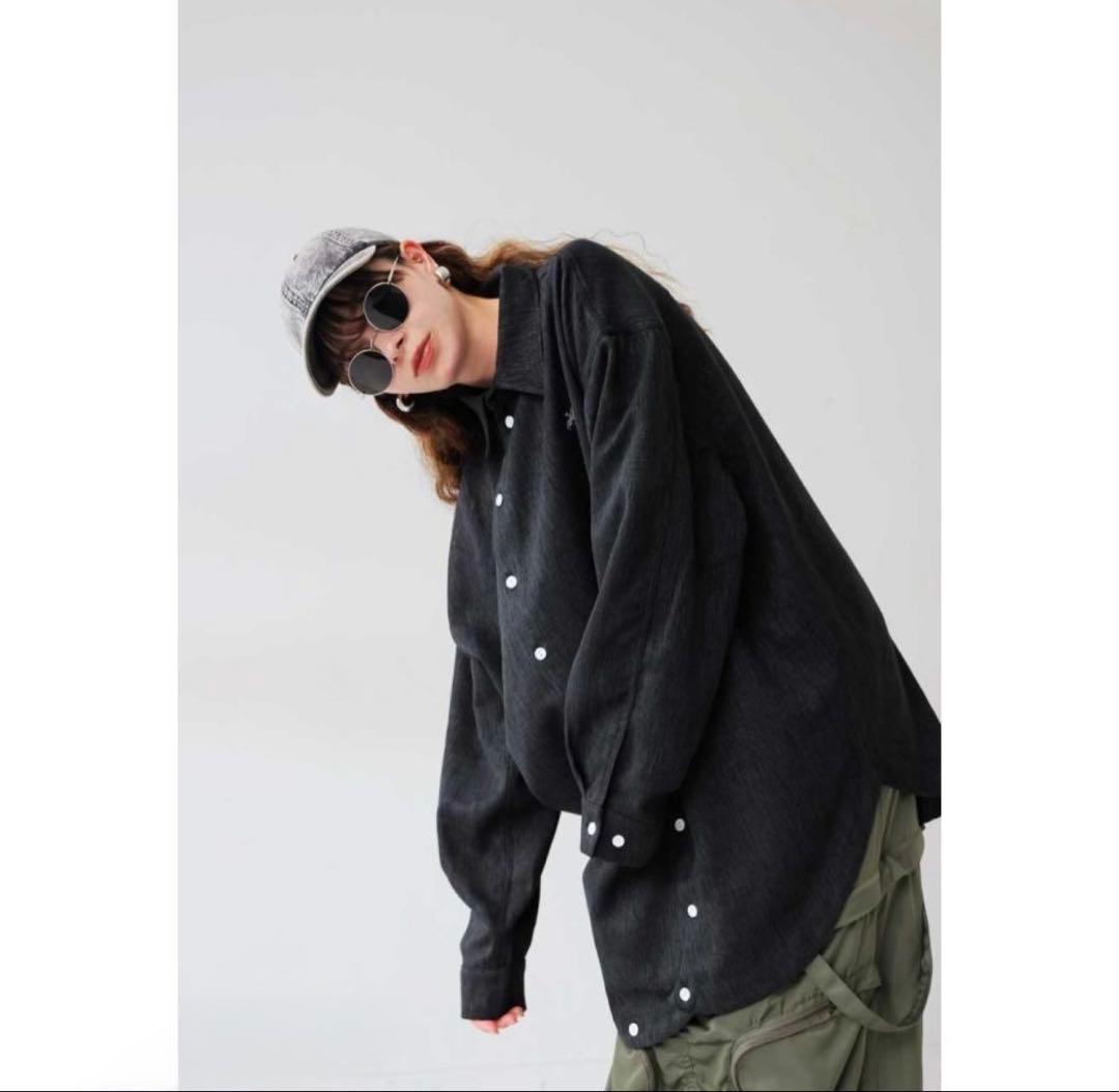 完売品【antiqua】ONZE INITY/和モード変形刺繍シャツ（曲×鳳凰）