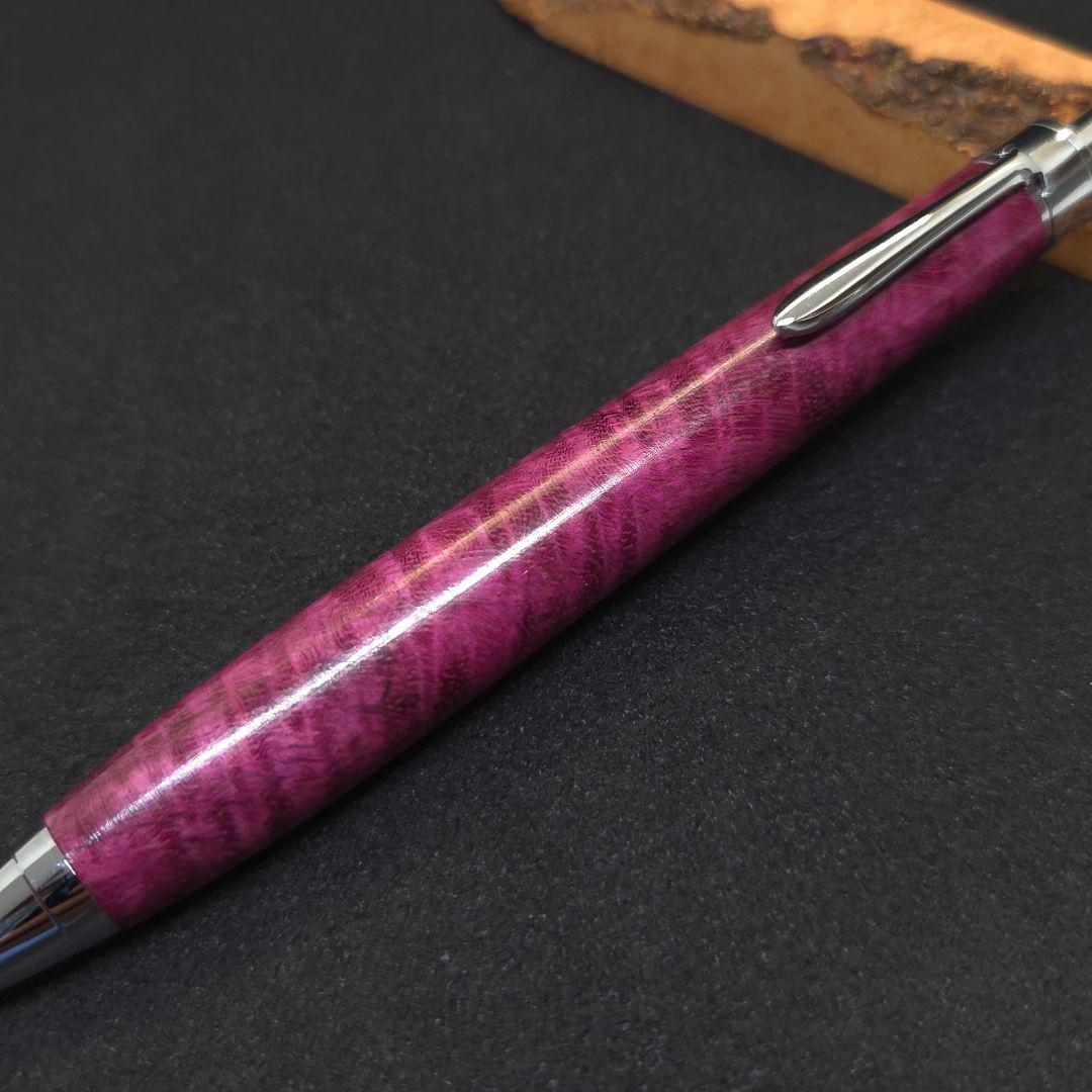 No.35ハンドメイド木軸シャーペンパープルハート縮み杢