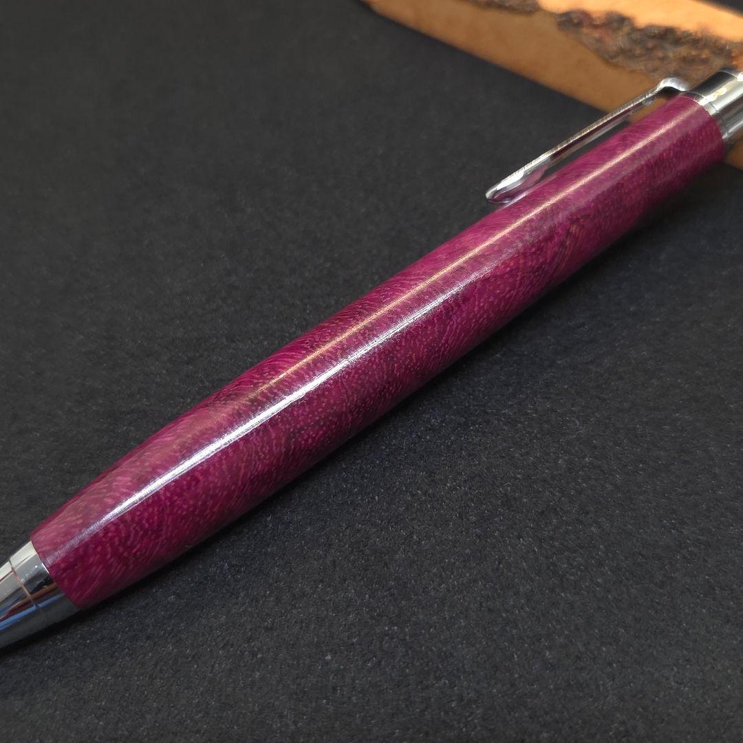 No.35ハンドメイド木軸シャーペンパープルハート縮み杢
