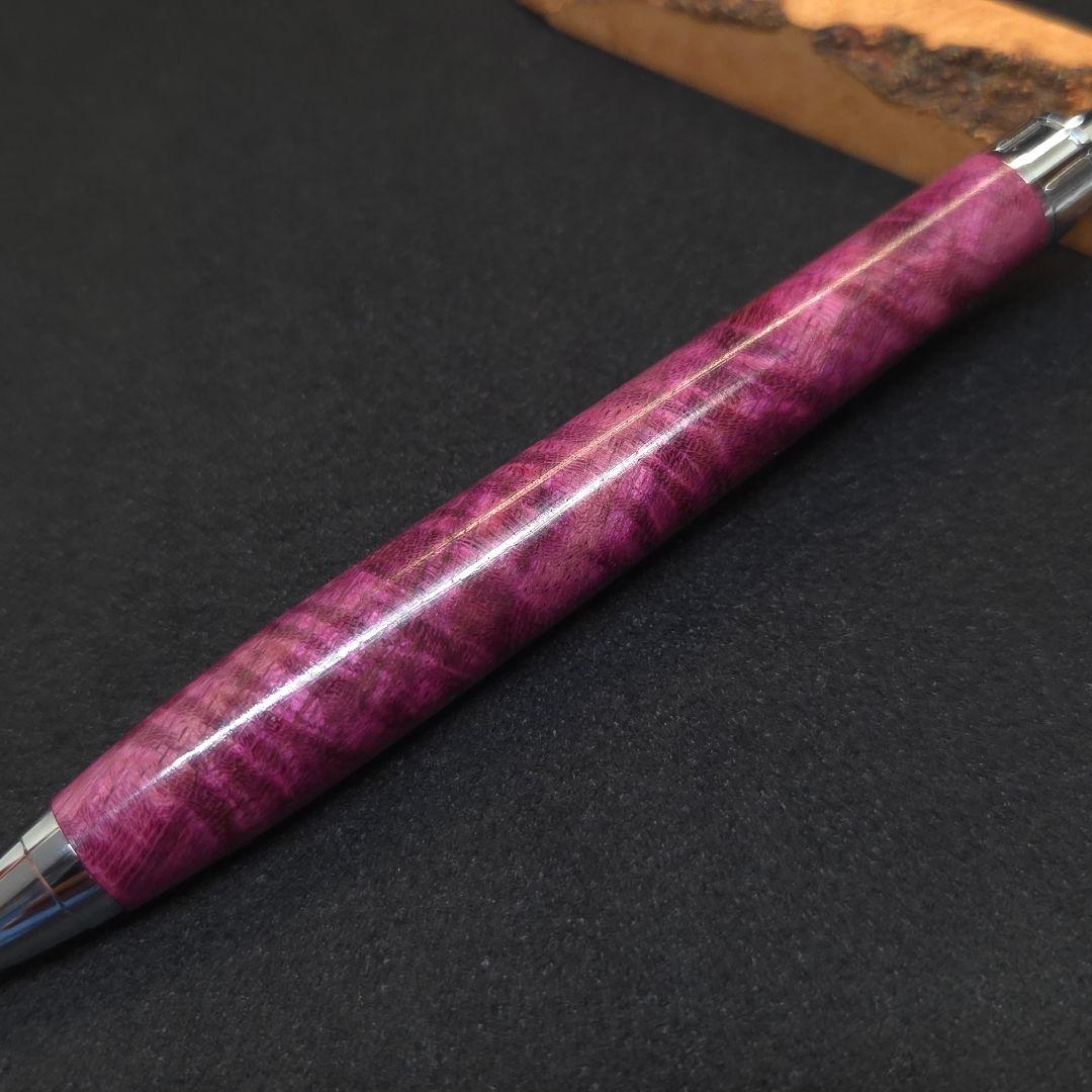 No.35ハンドメイド木軸シャーペンパープルハート縮み杢