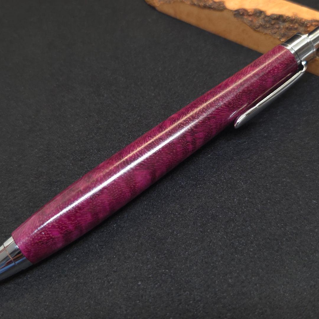 No.35ハンドメイド木軸シャーペンパープルハート縮み杢