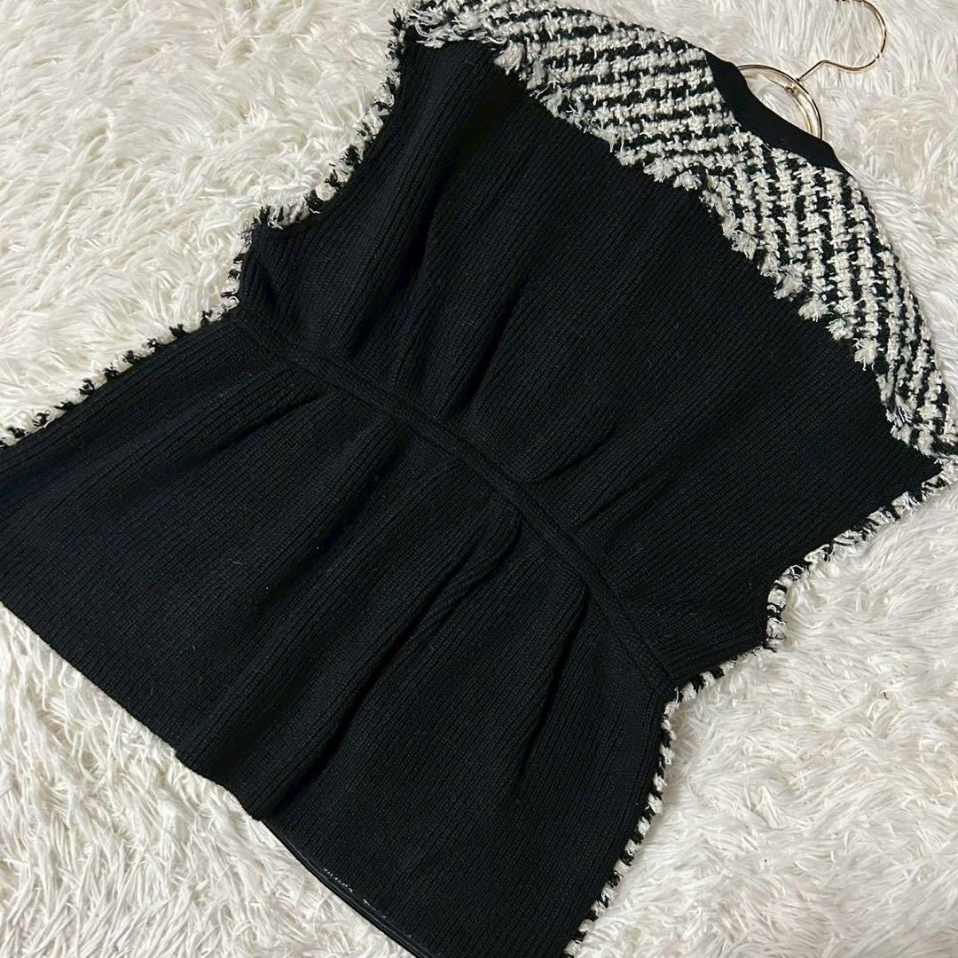 ［良品］BALLSEY ニットコンビツイード ジレ ブラック 38