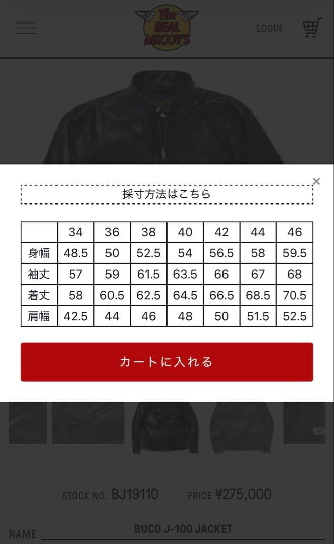 ジャケット・アウター The REAL McCOY'S/BUCO J-100 JACKET/38
