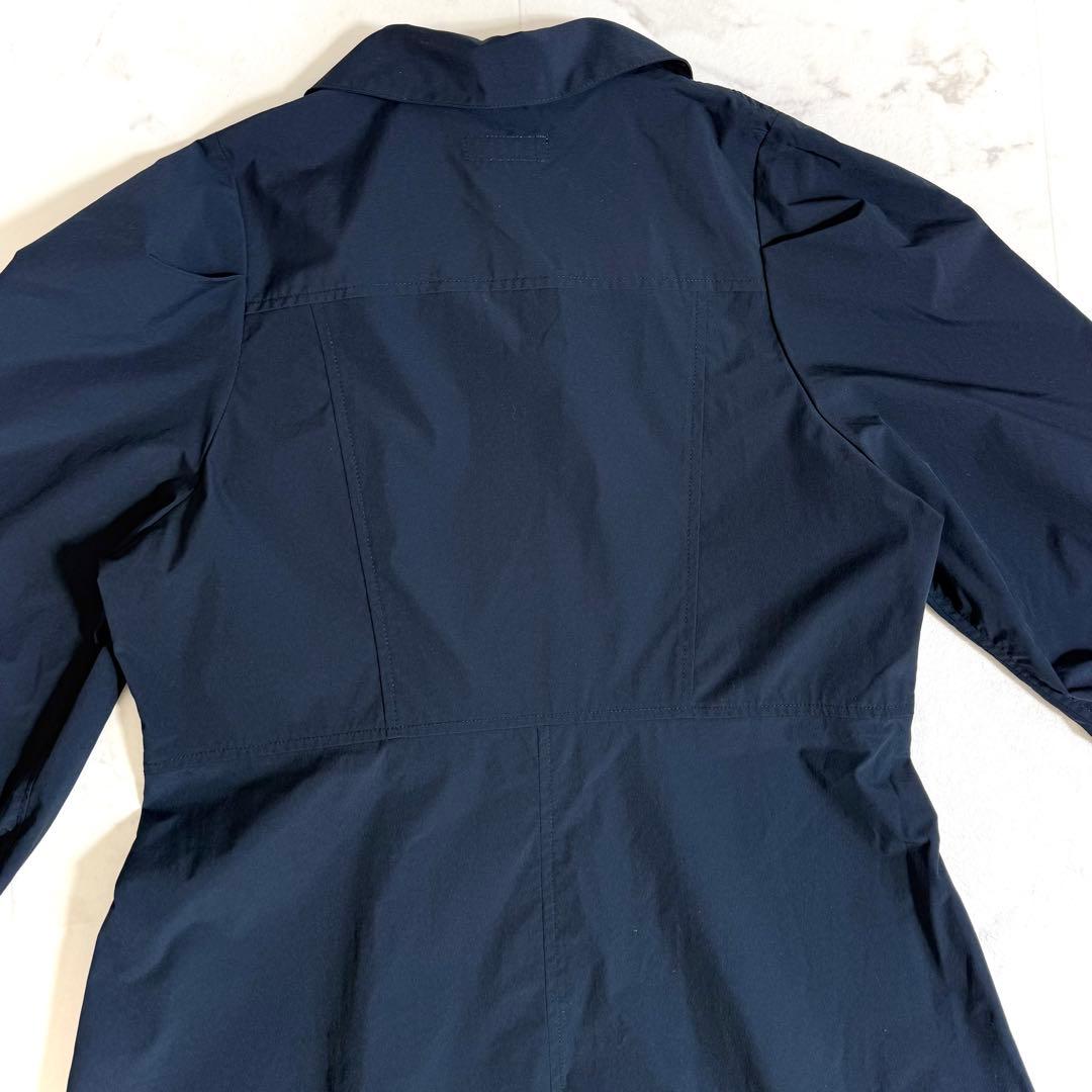 【新品】シップスエニィ フラットカラーVネックパフスリーブワンピース ネイビー