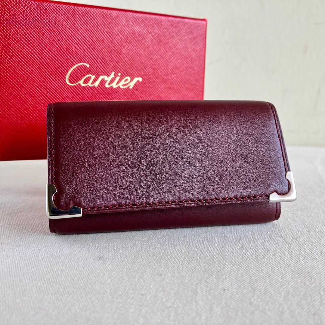 小物 Cartier Key Case Burgundy Leather New