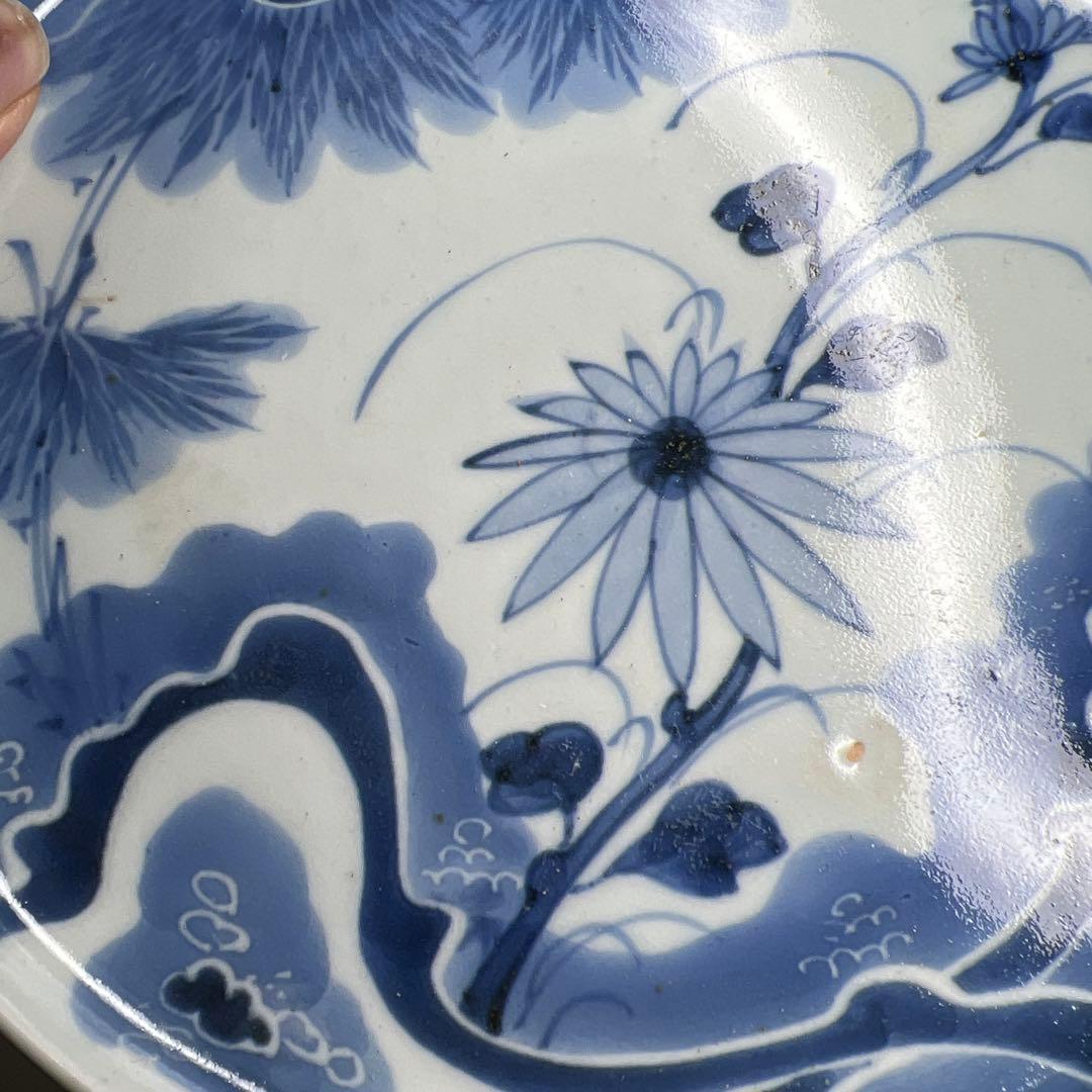 古伊万里　染付中皿6枚　木箱付　直径約20㎝　東Y8-0220②