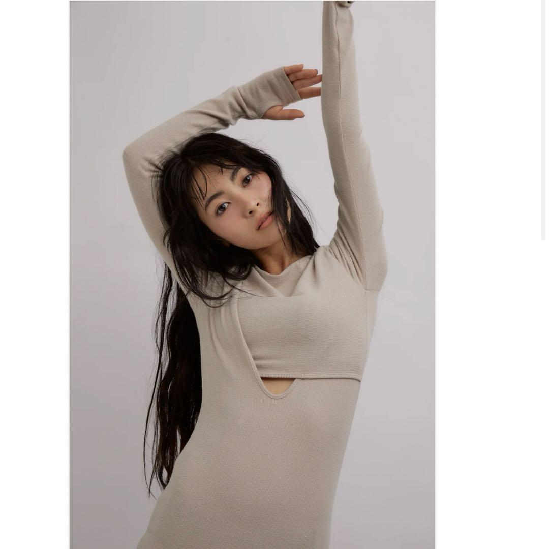 vallan Layered Nuance Cutout Dress アイボリー