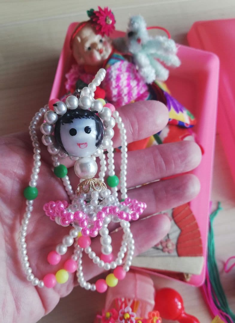 セルロイドケース　セルロイド人形　昭和レトロ玩具　古布ケース