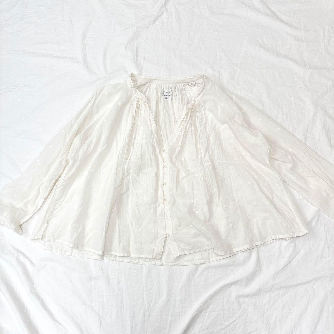 Khadi and Co カディアンドコー ブラウス ドット ホワイト インド綿