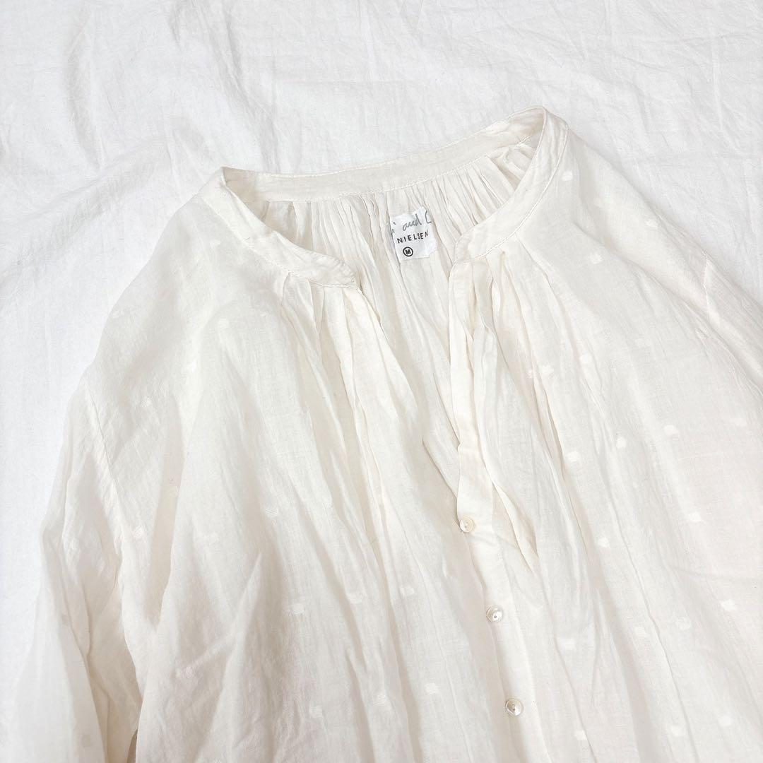 Khadi and Co カディアンドコー ブラウス ドット ホワイト インド綿
