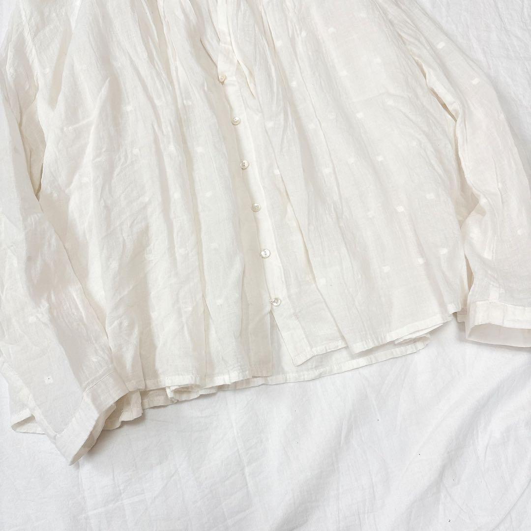 Khadi and Co カディアンドコー ブラウス ドット ホワイト インド綿