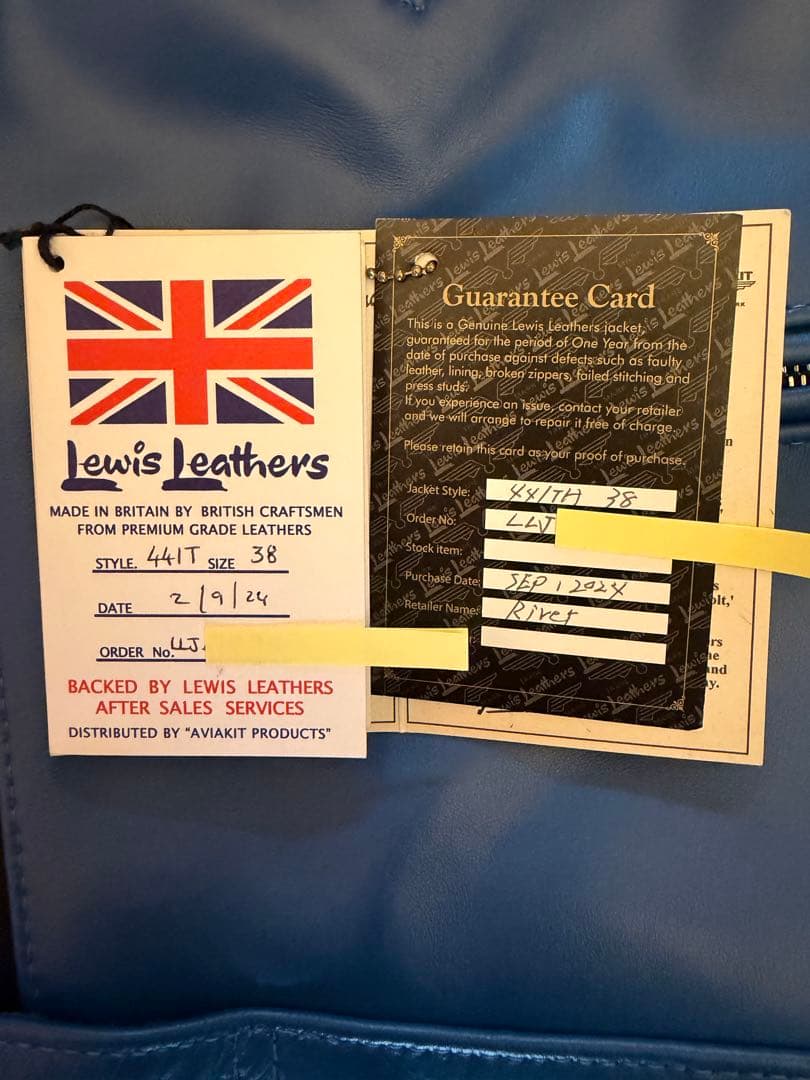 ルイスレザー サイクロン 38 Lewis Leathers 441T ブルー