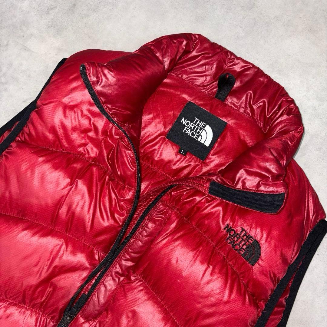 ノースフェイス 軽量 ダウンベスト L レッド 赤 the north face