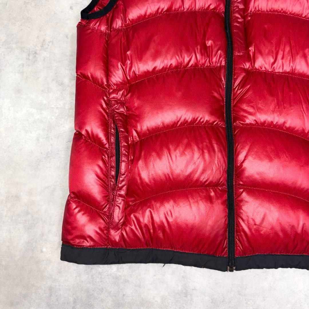 ノースフェイス 軽量 ダウンベスト L レッド 赤 the north face