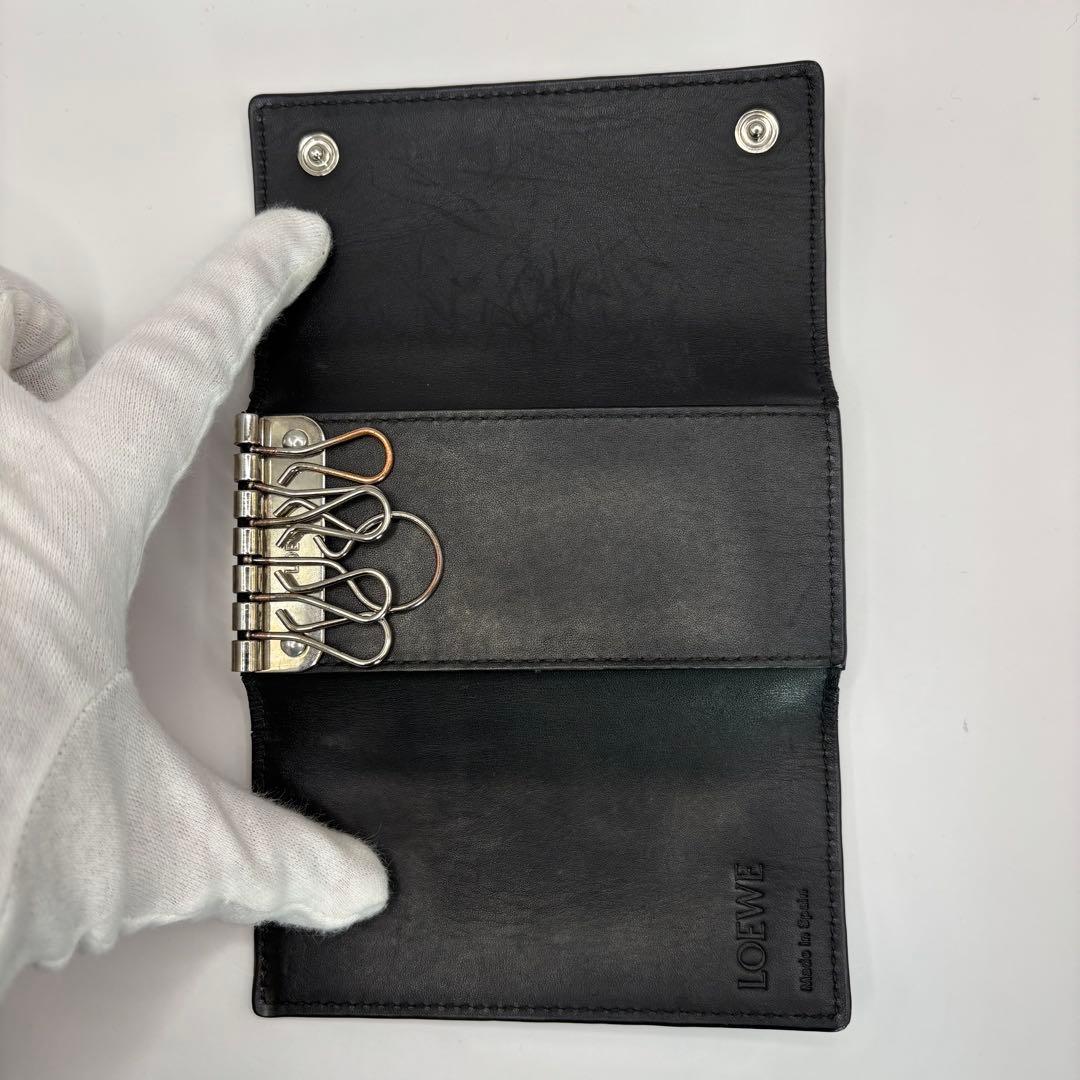 付属品あり　LOEWE キーケース　6連　ブラック　アナグラム　レザー　鍵　革