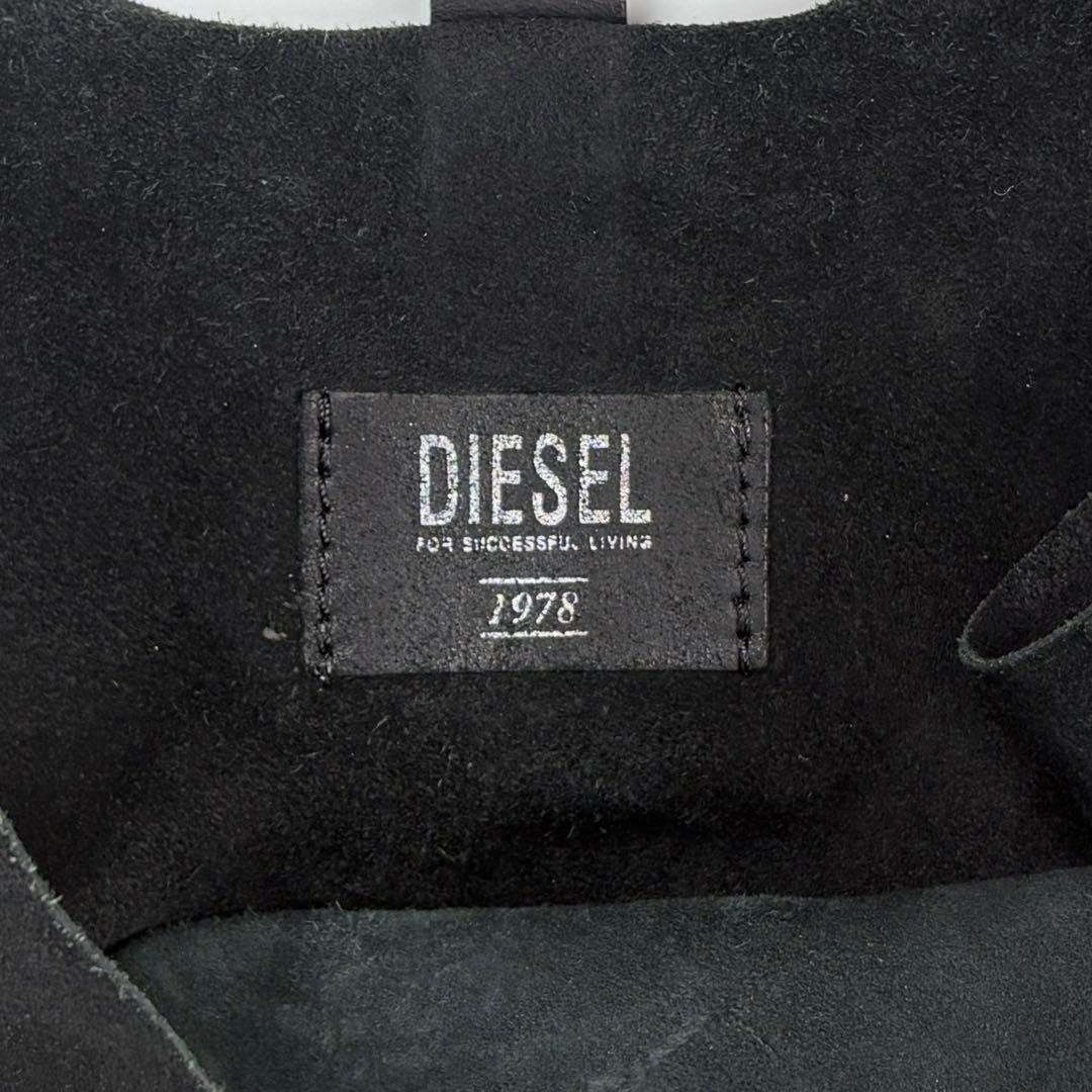 DIESEL　トートバッグ　スタッズ　ポーチ付き　レザー　スエード　ブラック
