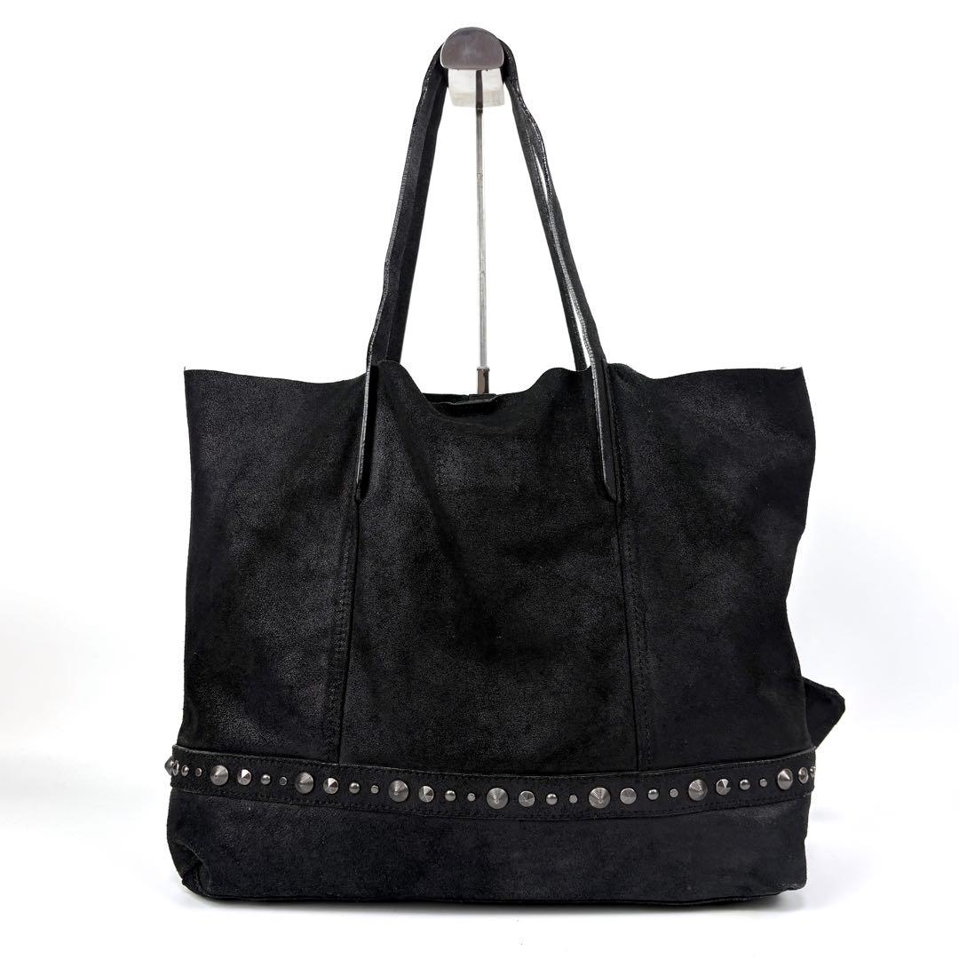 DIESEL　トートバッグ　スタッズ　ポーチ付き　レザー　スエード　ブラック