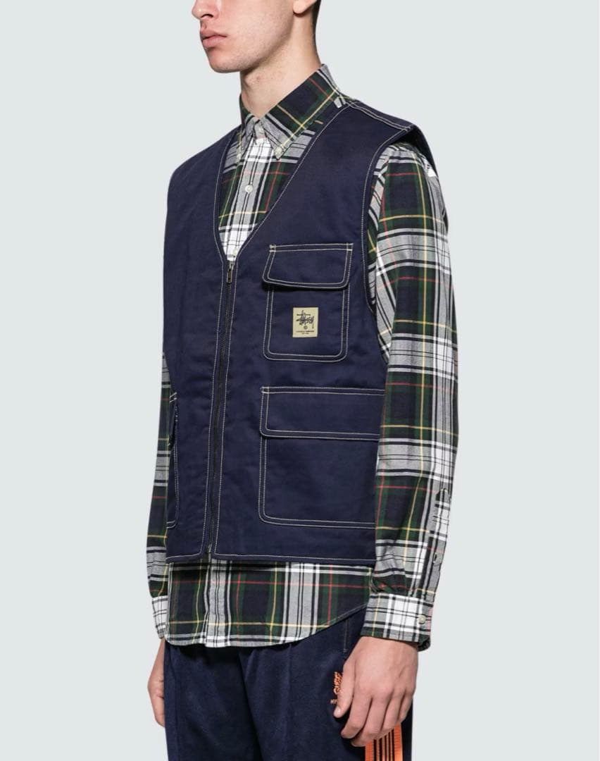 Stussy Poly Cotton Work Vest navy ステューシー