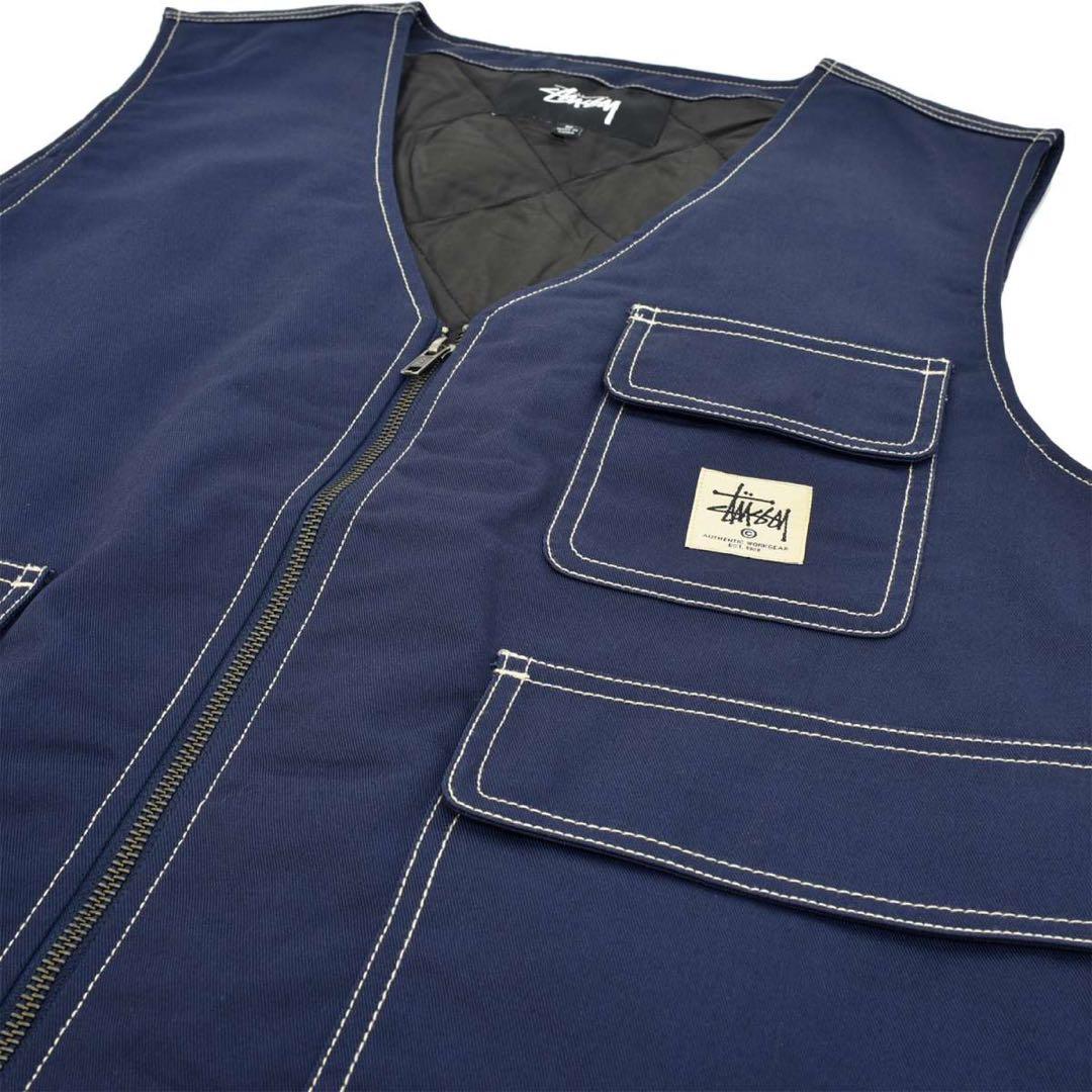 Stussy Poly Cotton Work Vest navy ステューシー
