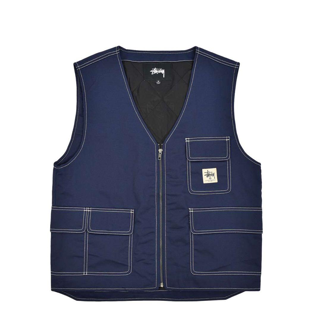 Stussy Poly Cotton Work Vest navy ステューシー