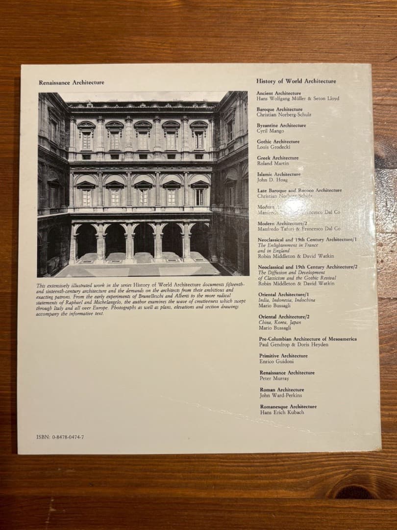 アート・デザイン・音楽 Renaissance Architecture Peter Murray