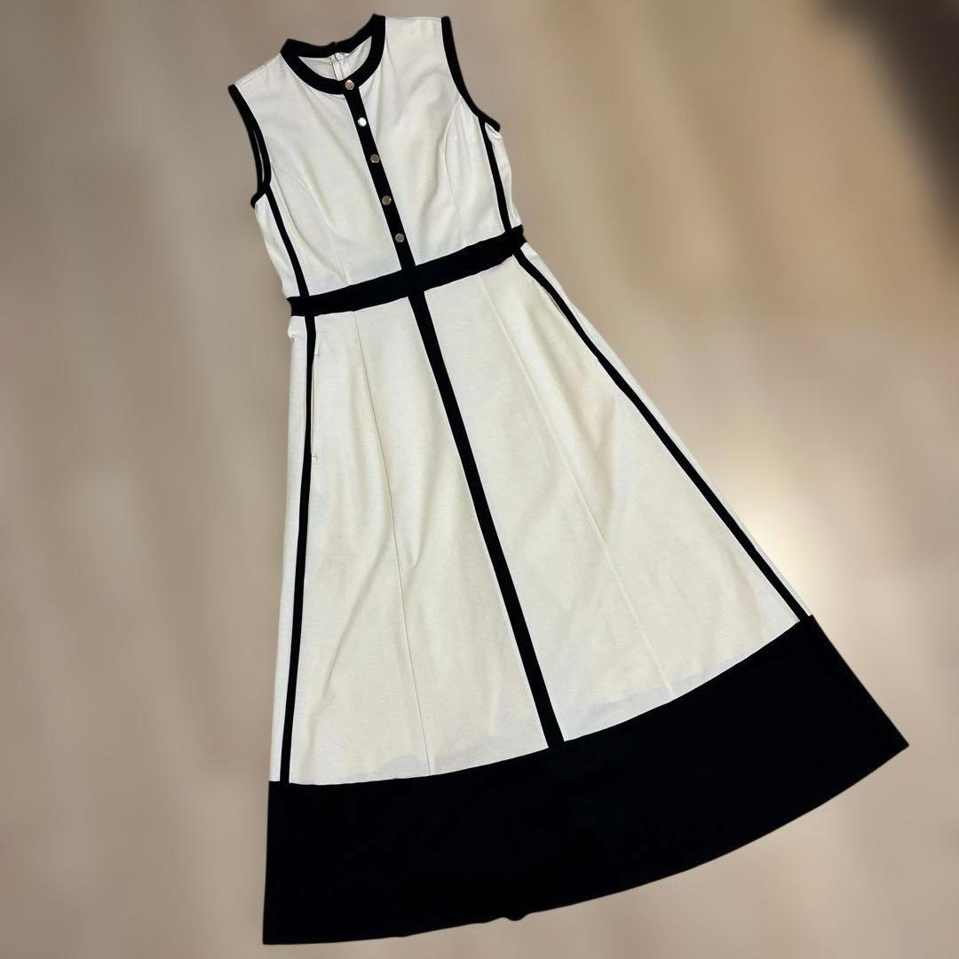 【新品】FENNEL バイカラー配色ワンピース　フレア　ロングワンピース