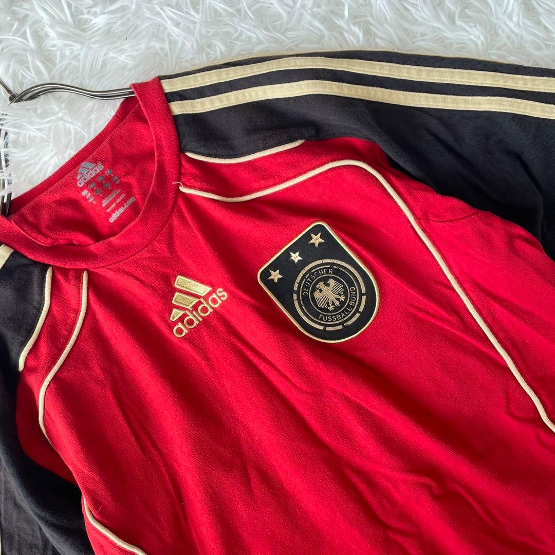 adidas ドイツ代表 サッカーTシャツMレッド×ブラック ゴールドロゴ 半袖