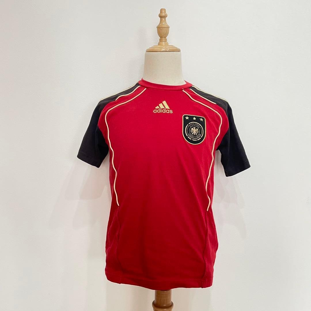 adidas ドイツ代表 サッカーTシャツMレッド×ブラック ゴールドロゴ 半袖