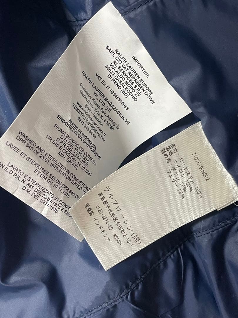 POLO Ralph Lauren ダウンベスト　現行タグ　フード　中古　美品