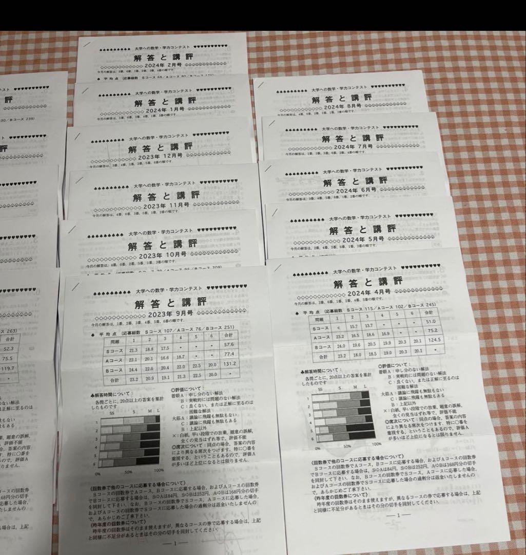 大学への数学　学力コンテスト　解答
