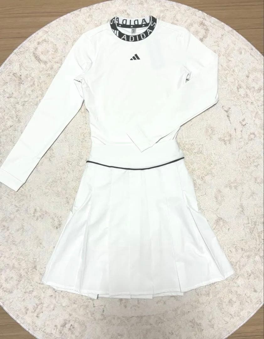 新品 S/XS アディダスゴルフ モックネック＆プリーツロングスカート上下セット