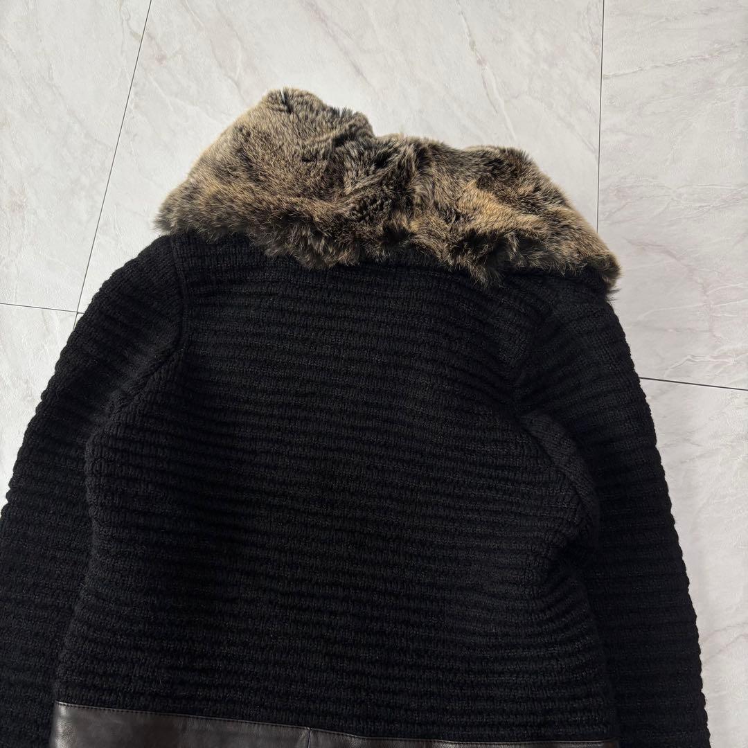 【レッキスラビットファー】エポカ　ニット　コート　ジャケット　黒　40サイズ