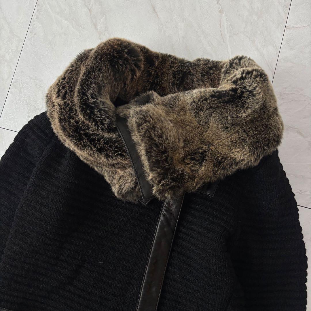 【レッキスラビットファー】エポカ　ニット　コート　ジャケット　黒　40サイズ