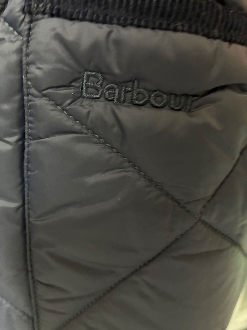 Barbour ネイビー キルティングダウンベスト XL