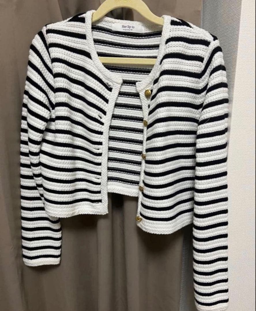 ジャケット・アウター herlipto Muriel Stripe Knit Jacket