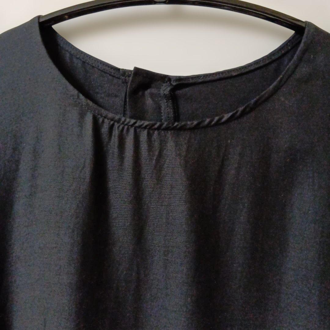 【新品】かぐれ キュプラコットンギャザー ワンピース(黒)
