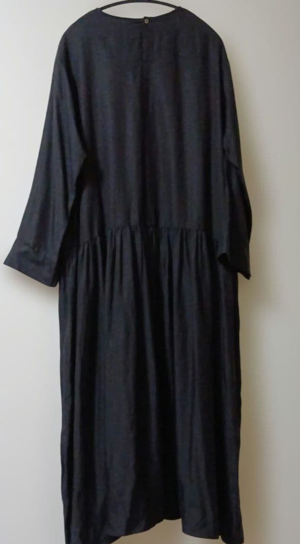 【新品】かぐれ キュプラコットンギャザー ワンピース(黒)