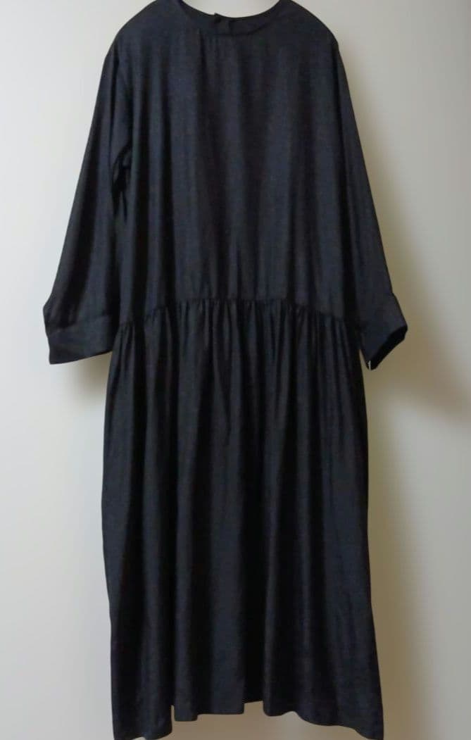 【新品】かぐれ キュプラコットンギャザー ワンピース(黒)