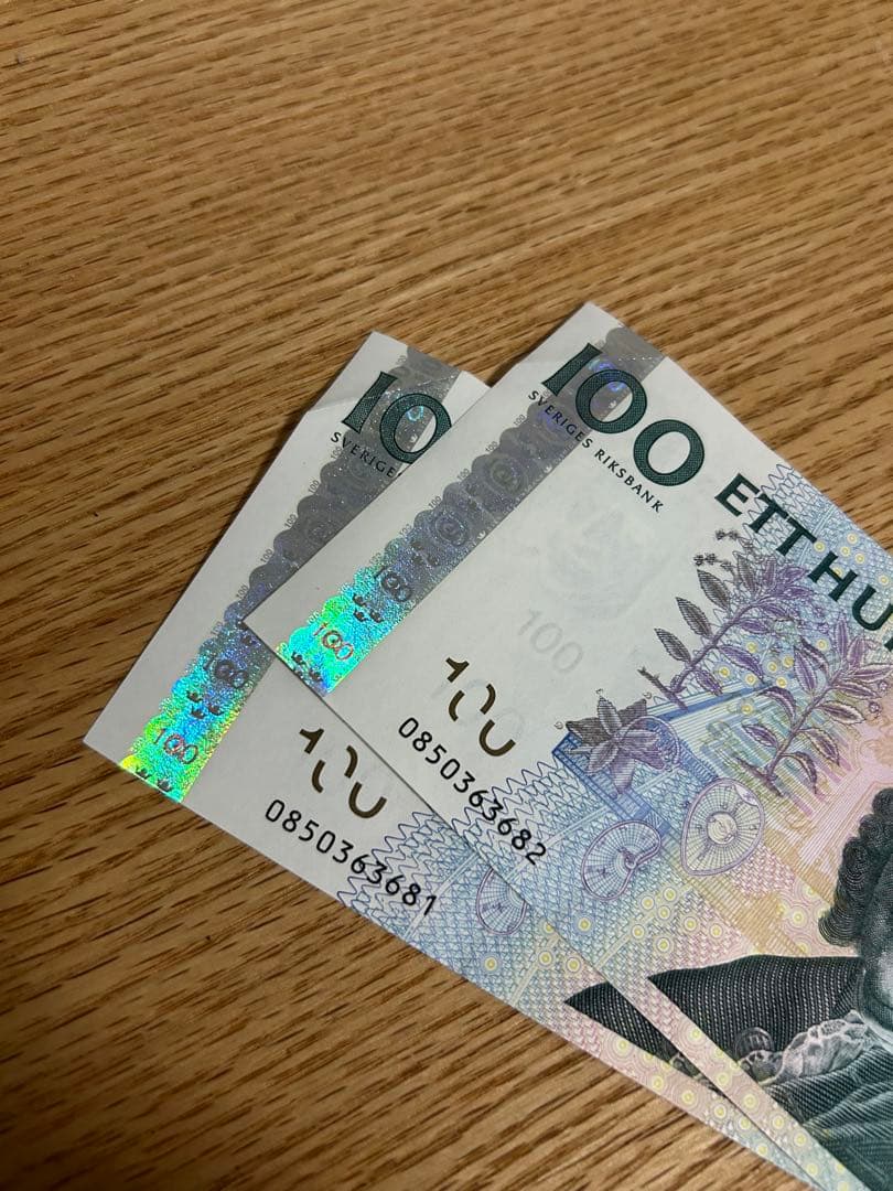 スウェーデン旧紙幣　未使用100クローナ　18枚