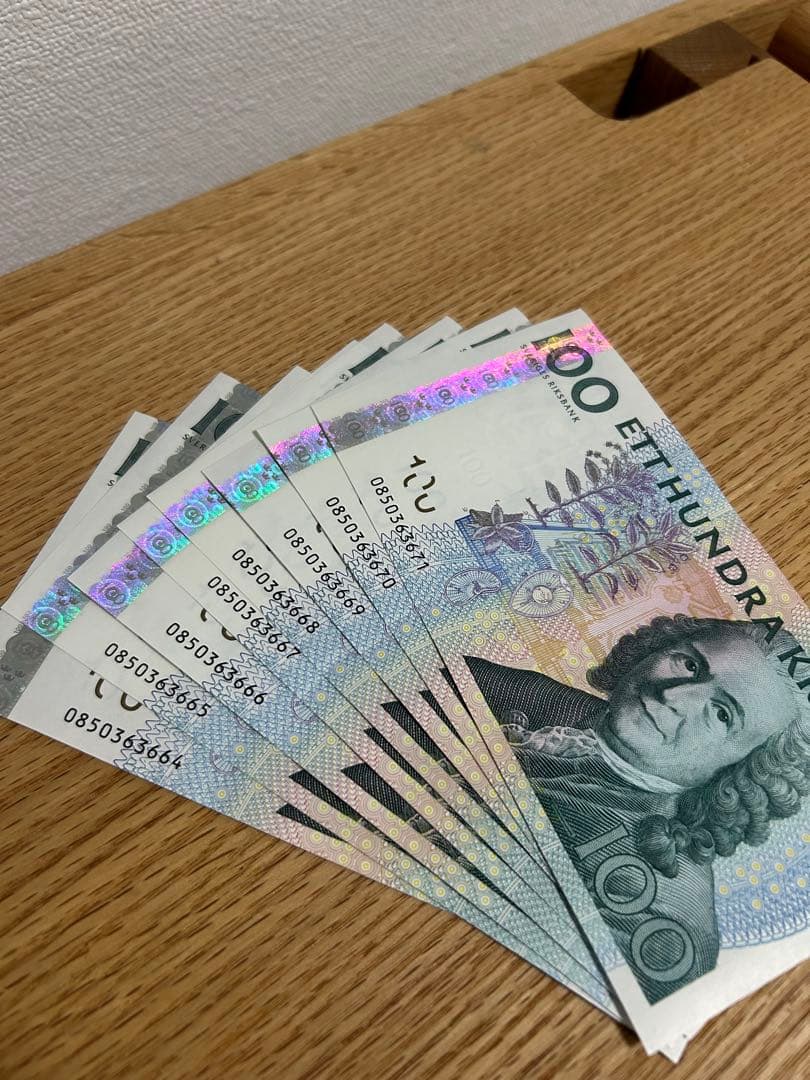 スウェーデン旧紙幣　未使用100クローナ　18枚