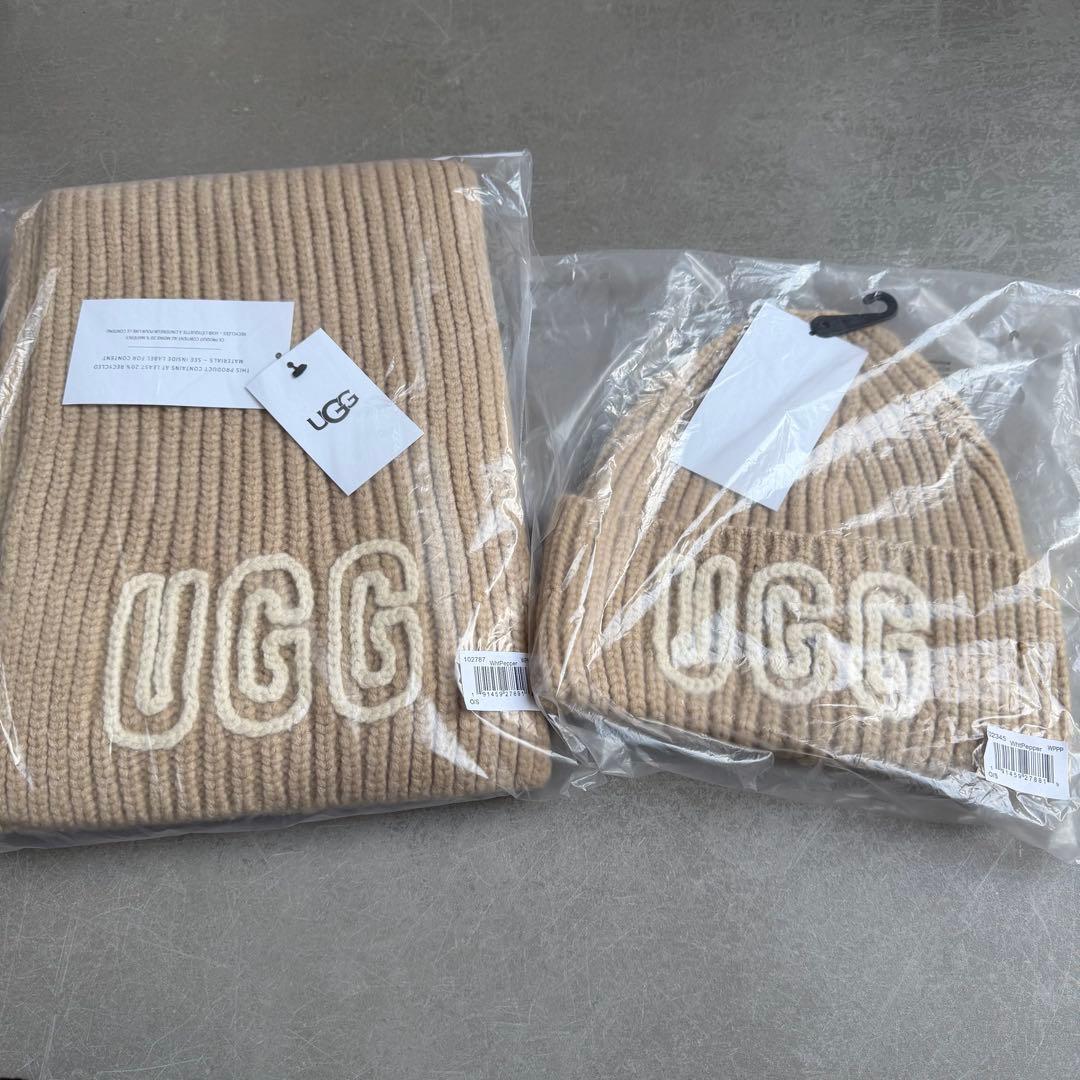 【UGG】ニット帽＆マフラーセット＊white pepper＊新品正規品