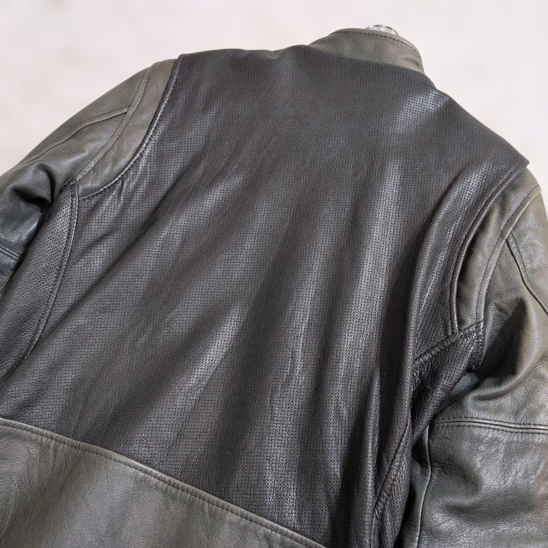 超良品レア　シングルライダース M バイカラー　メッシュ　パンチン　グレー
