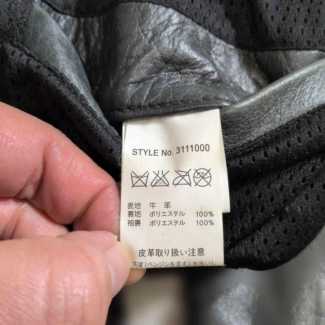 超良品レア　シングルライダース M バイカラー　メッシュ　パンチン　グレー