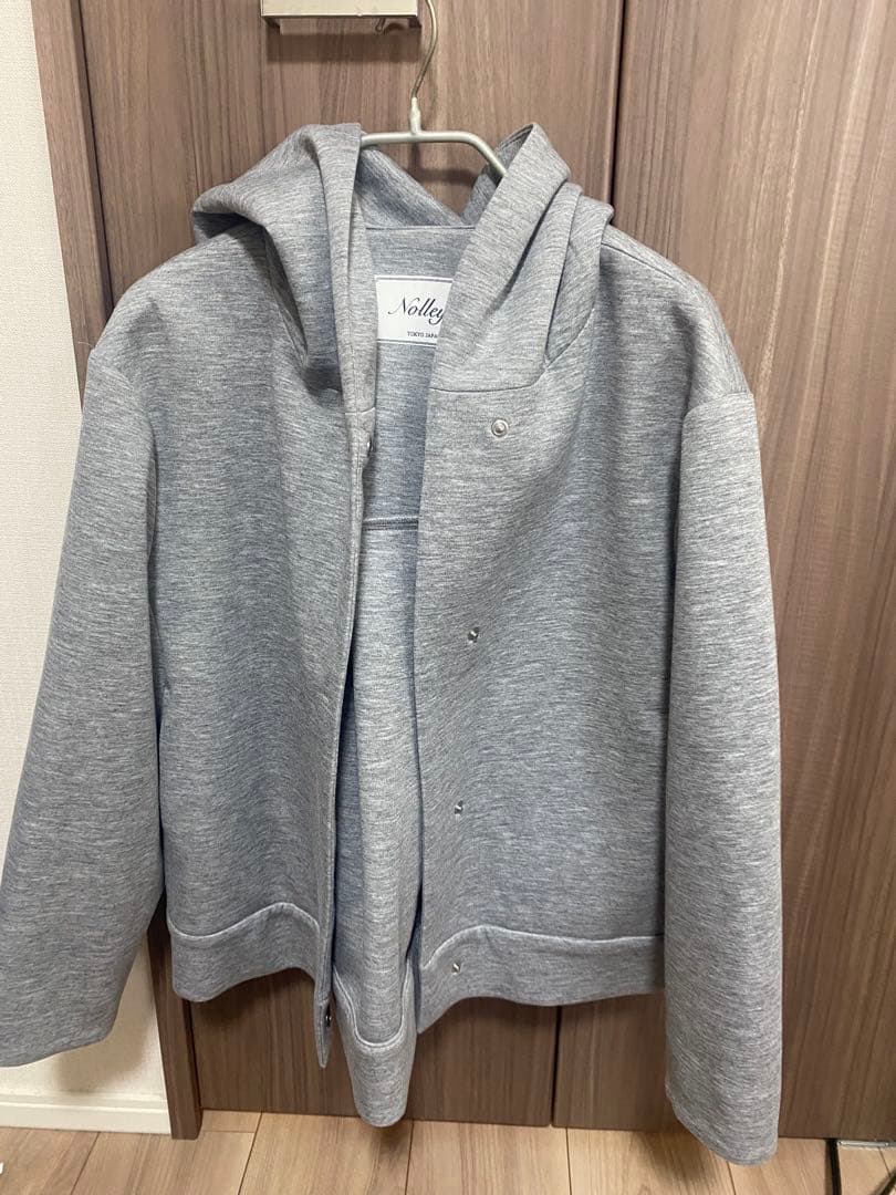 NOLLEY'S ウォッシャブルエアボールフードブルゾン　グレー