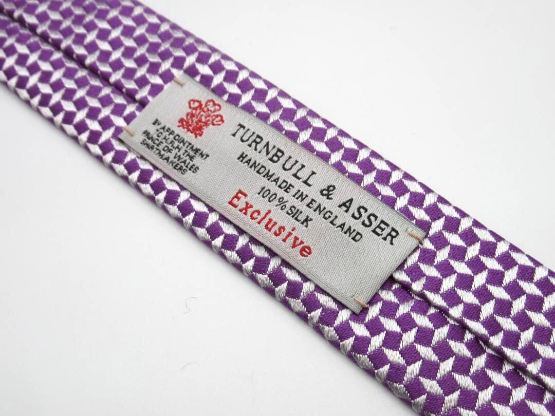 TURNBULL&ASSER ターンブル＆アッサー ネクタイ パープル×シルバー