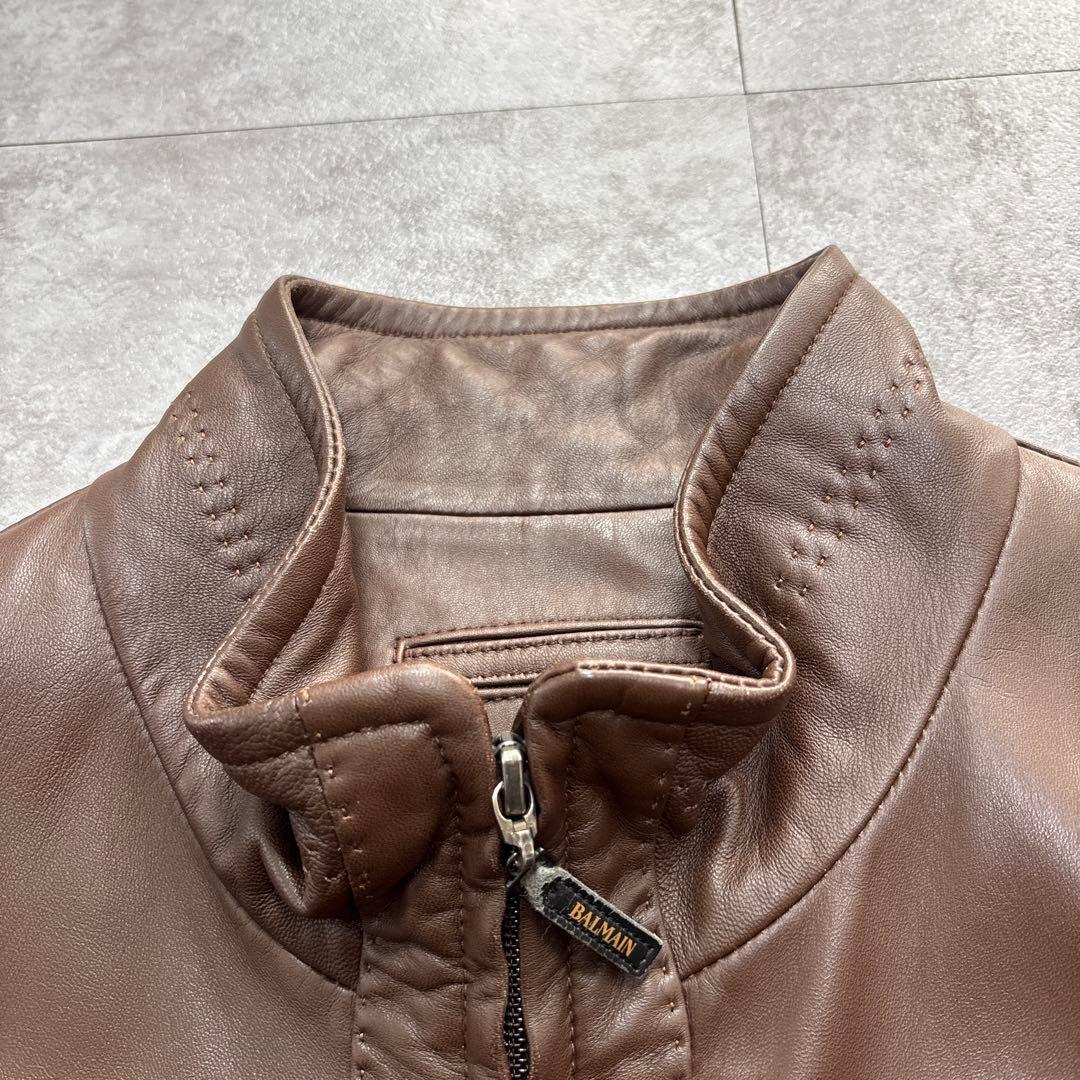 80s〜90s BALMAIN leather bomber jacket L