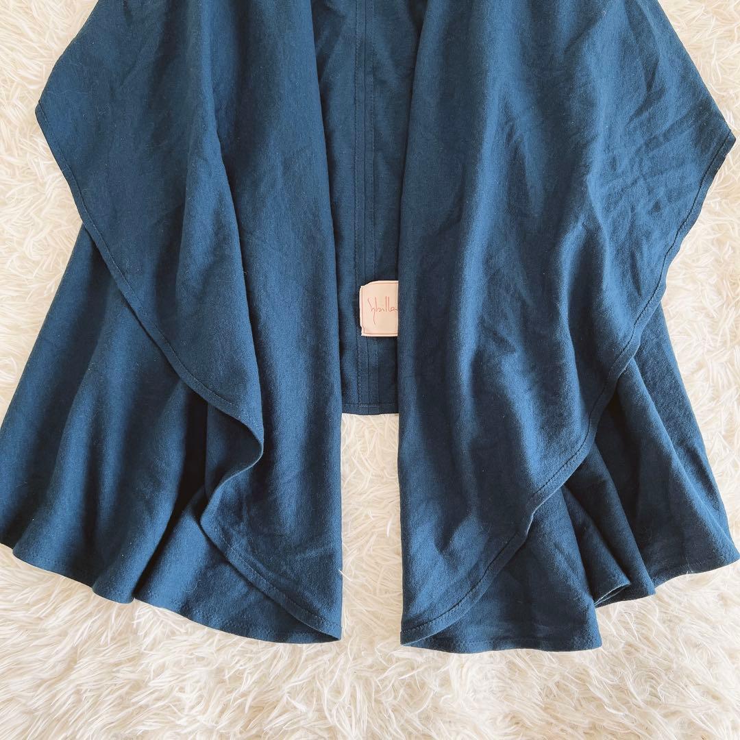 《シビラ》 (M) ウールロングケープジレ ボタンレス クラシカル 日本製 上品